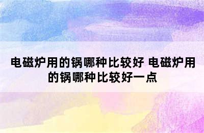 电磁炉用的锅哪种比较好 电磁炉用的锅哪种比较好一点